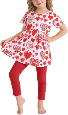 البنات الصغار بنطلون مجموعة الحب والملابس الوردية القلب مجموعة اللباس تي شيرت الكشك in Kuwait