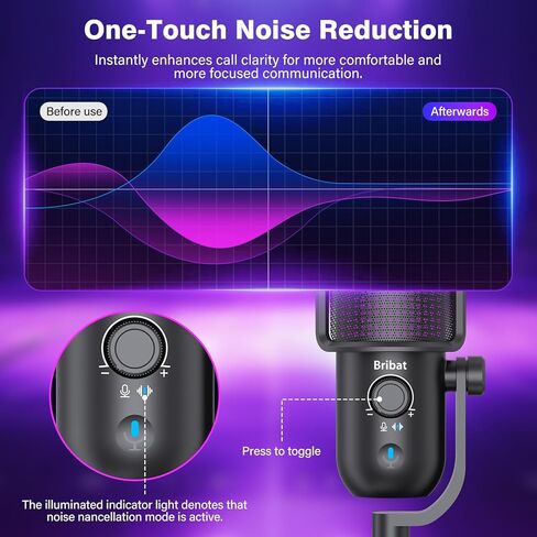 USB Condenser Microphone for PC Gaming,Streaming&Podcast,Plug & Play RGB Desktop Mic with One-Touch Mute,Cardioid Noise-Canceling Computer Mic for Twitch,YouTube,Recording on PC & Laptop(Black) in Saudi Arabia