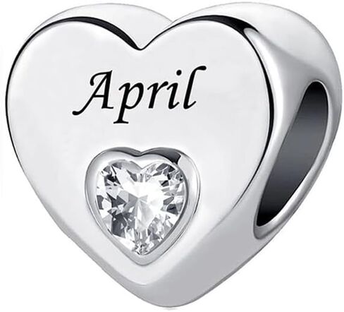 NanMuc January-December Birthstone Charms12 Months Color Love Heart Crystal Birthday Bead for Girls Pandora Bracelets in Kuwait