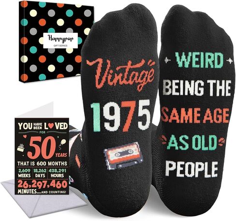 HAPPYPOP Birthday Gift Ideas - 50th 41 45 Year Old Birthday Sock for Woman Man Him Her in Their 40s in Saudi Arabia