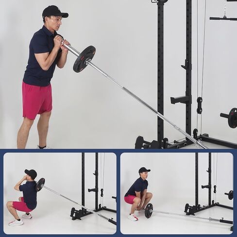 GAOMON 2000LBS قفص الطاقة ذو الإطار الفولاذي - رف القرفصاء عالي التحمل مع كابل بكرة مزدوجة، معدات تدريب القوة في صالة الألعاب الرياضية المنزلية in Kuwait
