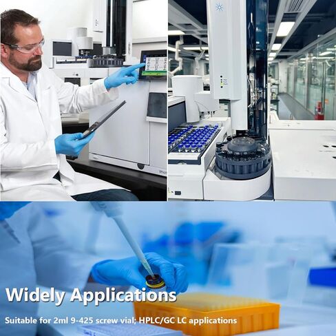 2 مل قارورة تلقائية HPLC قوارير 100 قطعة من قوارير العنبر المعملية قارورة زجاجية بنية مع أغطية لولبية زرقاء رقعة كتابة حمراء PTFE وحاجز سيليكون أبيض مناسب لختم LC in Saudi Arabia