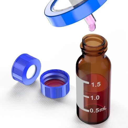 100 قطعة من زجاجات العينات الأوتوماتيكية 2 مل HPLC 9-425 زجاجات قنينة زجاجية كهرمانية مع بقعة كتابة وأغطية لولبية ABS مقاس 9 مم وحاجز مسبق الشق in Saudi Arabia