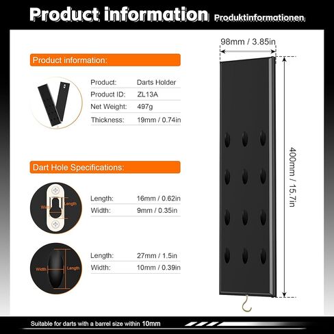 CyeeLife Darts Holder Wall Mounted Displays 12 Steel and Soft Tip Dart,Darts Caddy for wall with Metal Hook,Dart Accessory in Saudi Arabia