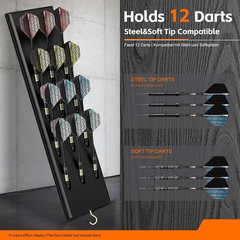 CyeeLife Darts Holder Wall Mounted Displays 12 Steel and Soft Tip Dart,Darts Caddy for wall with Metal Hook,Dart Accessory in Saudi Arabia