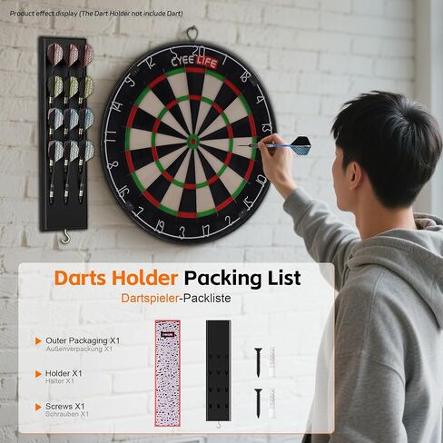CyeeLife Darts Holder Wall Mounted Displays 12 Steel and Soft Tip Dart,Darts Caddy for wall with Metal Hook,Dart Accessory in Saudi Arabia