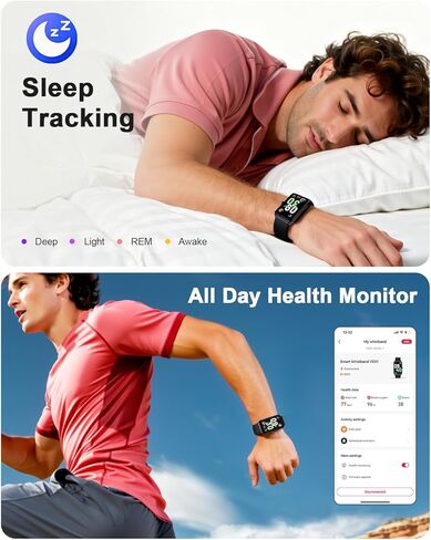 DeerRun Fitness Tracker for Men and Women, 24/7 Health Monitor with Heart Rate and Sleep Tracking, IP67 Waterproof, Step and Activity Tracker for Sports and Daily Use in Kuwait