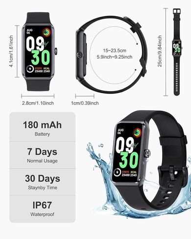 DeerRun Fitness Tracker for Men and Women, 24/7 Health Monitor with Heart Rate and Sleep Tracking, IP67 Waterproof, Step and Activity Tracker for Sports and Daily Use in Kuwait