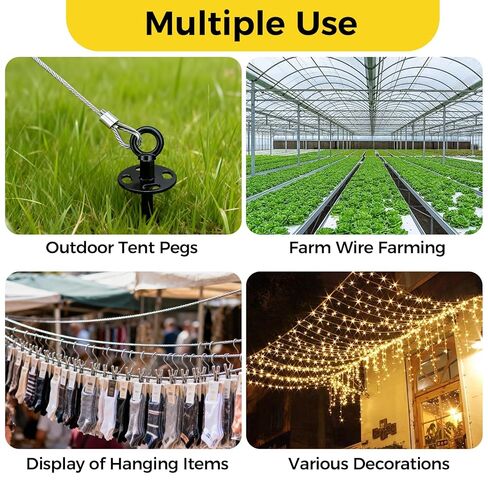 1/8 Inch Wire Rope, 120FT Stainless Steel Cable, 7x7 Strands Steel Wire Kit with Turnbuckles, Sleeves, Thimbles - Aircraft Cable for Garden, String Light Hanging, Deck Railing, DIY Projects in Saudi Arabia
