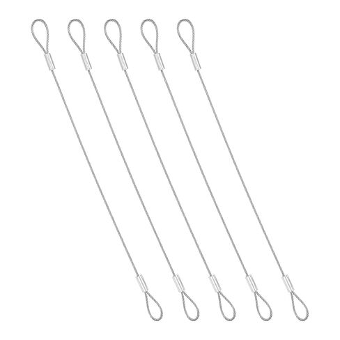 PATIKIL 1 مم عمق × 8 بوصة طول كابل أمان للسفر في الهواء الطلق، 5 قطع 304 سلك أمان من الفولاذ المقاوم للصدأ كابل مضاد للسرقة مع نهايات دائرية لتزيين المنزل بالدراجة النارية، فضي in Saudi Arabia