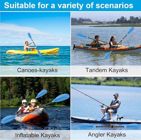 مجداف الكاياك، من 70 بوصة إلى 95 بوصة، مجداف زورق قابل للتعديل لمجاديف القوارب لصيد الأسماك للبالغين مع مقود مجاذيف الكاياك مع مقود مجاذيف الكاياك مادة فولاذية زرقاء in Kuwait