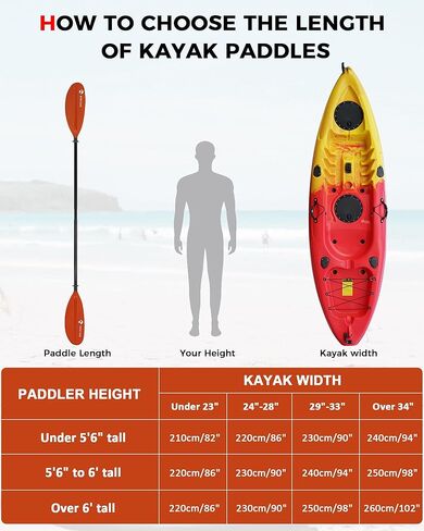 مجداف كاياك بعمود من الألياف الزجاجية الممتازة وشفرة PP محسنة، مجذاف كاياك قابل للتعديل، 86-94 بوصة (220-240 سم)، 94-102 بوصة (240-260 سم) in Kuwait