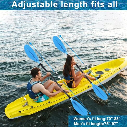 Kayak Paddles with Paddle Leash, Kayaking Oars 70in/178cm-97in/246cm Kayaking Canoeing Boating for Surfing Oar Fishing Lightweight Paddling Blades Kayak Paddles for Adults Heavy-Duty and Durable in Kuwait
