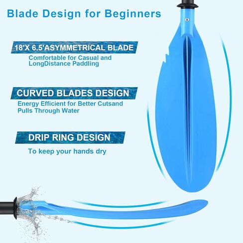 Kayak Paddles with Paddle Leash, Kayaking Oars 70in/178cm-97in/246cm Kayaking Canoeing Boating for Surfing Oar Fishing Lightweight Paddling Blades Kayak Paddles for Adults Heavy-Duty and Durable in Kuwait