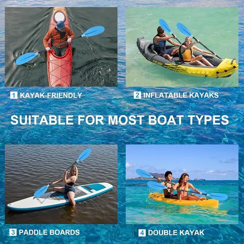 Kayak Paddles with Paddle Leash, Kayaking Oars 70in/178cm-97in/246cm Kayaking Canoeing Boating for Surfing Oar Fishing Lightweight Paddling Blades Kayak Paddles for Adults Heavy-Duty and Durable in Kuwait