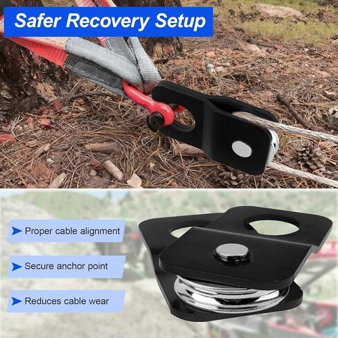 Winch Snatch Block 8000 lbs, Heavy Duty Recovery Pulley for ATV UTV Off-Road, Fits 1/4"–5/16" Winch Cable, Load-Doubling & Direction Change (Black) in Saudi Arabia