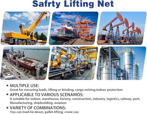 Safety Lifting Straps,Flat Mesh Tear Resistance Nylon Cargo Lifting Net,3.3' x 3.3' Heavy Duty Sling Hoisting Net,1400lb Load Capacity for Construction Rigging Moving Towing Hoisting Loading Unloading in Saudi Arabia