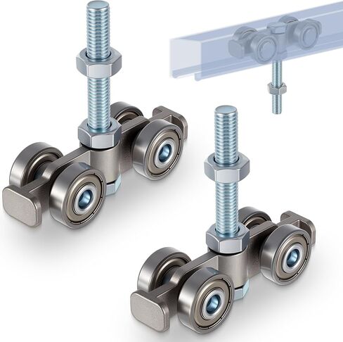 Tallew 8 Pcs Silver 4 Wheel Silent Trolley Assembly Rollers for Use with 1-5/8" Wide and All 1-5/8" or Taller Strut Channels with M10 Bolt in Saudi Arabia