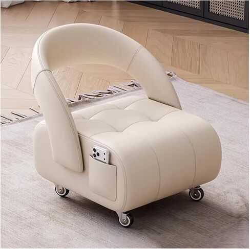 Rolling Stools with Wheels 4 360 ° Universal Wheels，High Rebound Sponge Filling Short Stool Suitable for Home Use Cute Desk Chair(White,B) in Saudi Arabia