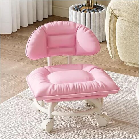 Rolling Stools with Wheels Thickened Seat Cushion Backrest High Resilience Foam Silent Swivel Caster for Living Room Home Light Luxury Sofa(Pink) in Saudi Arabia