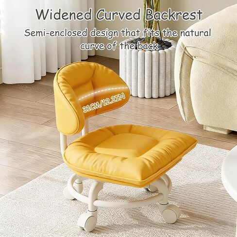 Rolling Stools with Wheels Thickened Seat Cushion Backrest High Resilience Foam Silent Swivel Caster for Living Room Home Light Luxury Sofa(Pink) in Saudi Arabia