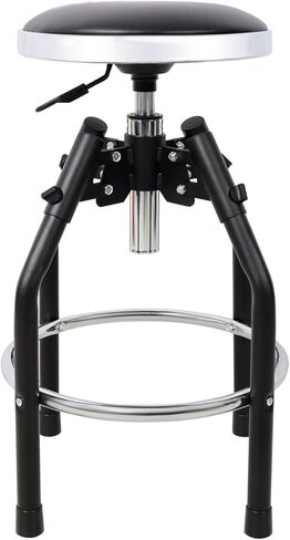 Heavy Duty Adjustable Hydraulic Shop Stool Steel Black 360° Swivel Workshop & Collaborative Use Durable & Comfortable in Kuwait