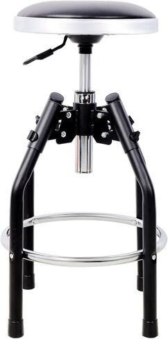 Heavy Duty Adjustable Hydraulic Shop Stool Steel Black 360° Swivel Workshop & Collaborative Use Durable & Comfortable in Kuwait