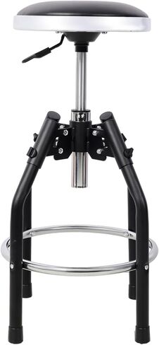 Heavy Duty Adjustable Hydraulic Shop Stool Steel Black 360° Swivel Workshop & Collaborative Use Durable & Comfortable in Kuwait