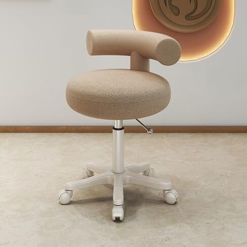 Adjustable Swivel Lab Stool with Backrest, Rolling Seat Chair for Home Office, 360° Rotating Pulley Stool, Low Height Ergonomic Chair (Purple) in Saudi Arabia