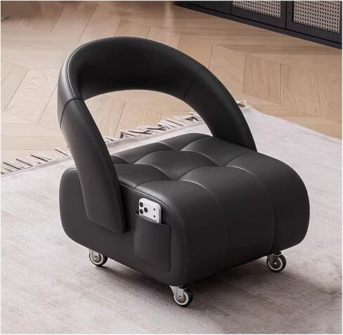 Rolling Stools with Wheels 4 360 ° Universal Wheels，High Rebound Sponge Filling Short Stool Suitable for Home Use Cute Desk Chair(Black,B) in Saudi Arabia