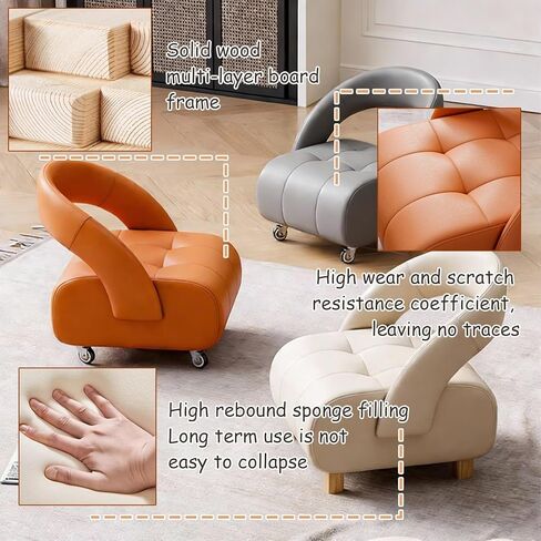 Rolling Stools with Wheels 4 360 ° Universal Wheels，High Rebound Sponge Filling Short Stool Suitable for Home Use Cute Desk Chair(Black,B) in Saudi Arabia