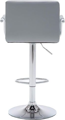 Contemporary Adjustable Swivel Arm Stool with Cushion, Gray Gray Adjustable Height (24"-33") with 360° Swivel Modern Spaces Durable in Saudi Arabia