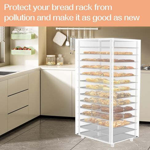 غطاء رف الخبازين، أغطية رفوف الخبز للمؤن، غطاء رفوف صينية من 20 طبقة من مادة PEVA، أغطية شفافة مقاومة للماء وقابلة لإعادة الاستخدام للمطبخ والمخبز والمطاعم (28 بوصة طول × 23 بوصة عرض × 61 بوصة ارتفاع) in Kuwait