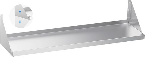 رف من الفولاذ المقاوم للصدأ مثبت على الحائط مقاس 12 بوصة × 48 بوصة 320 رطل، أرفف تجارية من الفولاذ المقاوم للصدأ مع أقواس قابلة للعكس، رفوف معدنية عائمة شديدة التحمل للمطبخ، المطعم، المرآب، البار in Kuwait