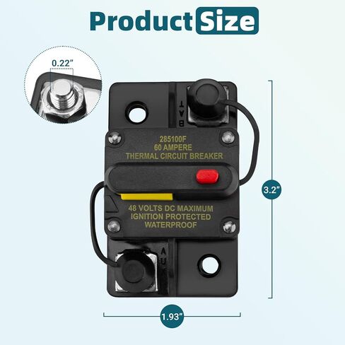 MKR-27 60 Amp Circuit Breaker 1865115 Compatible with All Minn Kota 12V/24V/36V/48V Electric Trolling Motors, 60A Circuit Breaker with Manual Reset for Boat Trolling Motor in Saudi Arabia