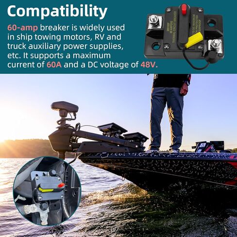 MKR-27 60 Amp Circuit Breaker 1865115 Compatible with All Minn Kota 12V/24V/36V/48V Electric Trolling Motors, 60A Circuit Breaker with Manual Reset for Boat Trolling Motor in Saudi Arabia