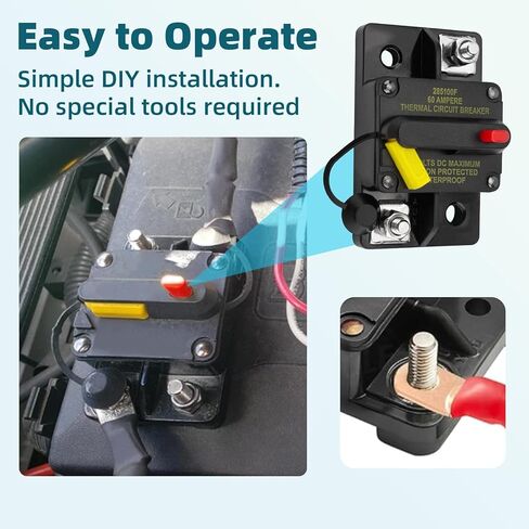 MKR-27 60 Amp Circuit Breaker 1865115 Compatible with All Minn Kota 12V/24V/36V/48V Electric Trolling Motors, 60A Circuit Breaker with Manual Reset for Boat Trolling Motor in Saudi Arabia