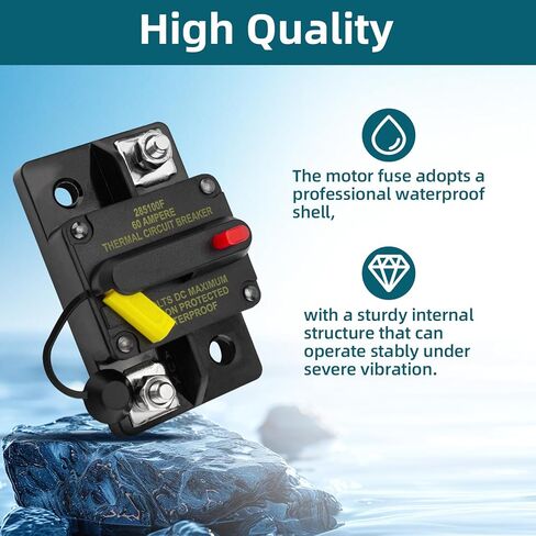 MKR-27 60 Amp Circuit Breaker 1865115 Compatible with All Minn Kota 12V/24V/36V/48V Electric Trolling Motors, 60A Circuit Breaker with Manual Reset for Boat Trolling Motor in Saudi Arabia