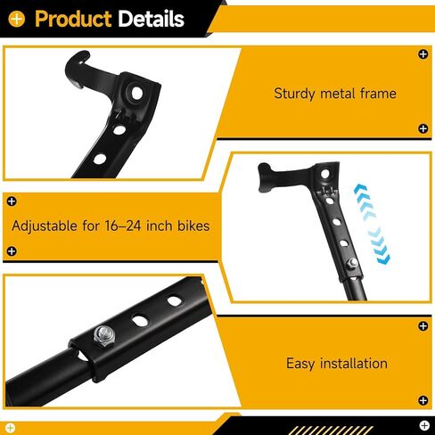 عجلات تدريب الدراجة مقاس 16-24 بوصة، هيكل معدني، دعامات دعم عالمية قابلة للتعديل بقياس 5.1 بوصة، سهلة التركيب ودعم توازن العجلات الخلفية in Kuwait