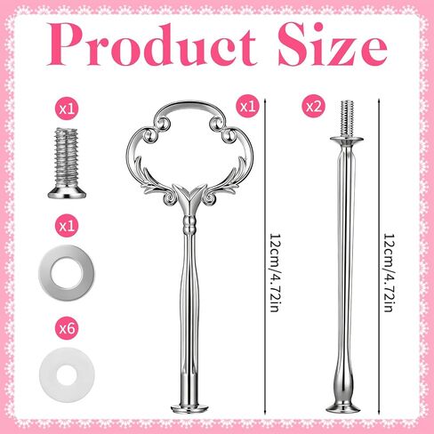 3 Tiered Cake Stand Hardware Kit Tier Serving Tray Hardware 3 Tier Kit Cake Fruit Plate Stands Holder Fittings With Crown Stylus for Wedding Party Cupcake Trays Serving Stand Silver in Saudi Arabia