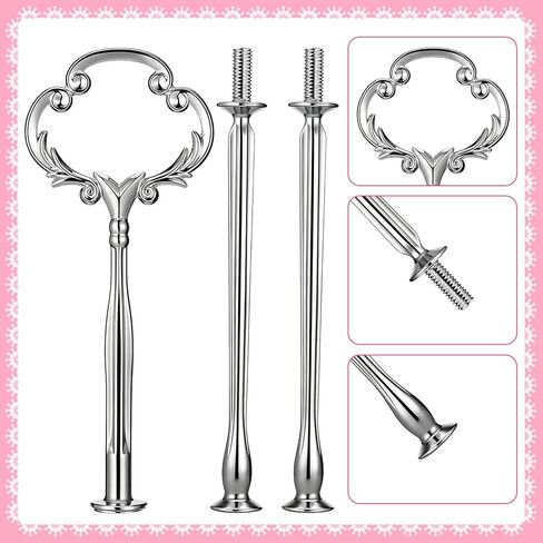 3 Tiered Cake Stand Hardware Kit Tier Serving Tray Hardware 3 Tier Kit Cake Fruit Plate Stands Holder Fittings With Crown Stylus for Wedding Party Cupcake Trays Serving Stand Silver in Saudi Arabia