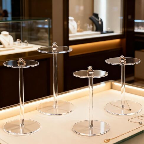 4 عبوات من حوامل عرض الأكريليك المستديرة، 5.5-5.9-6.5-7 بوصة رافعات عرض أكريليك شفافة صغيرة، مجموعة قاعدة بلاستيكية شفافة لعرض مجوهرات الأحجار الكريمة، ديكور طاولة حفلات الكب كيك in Kuwait