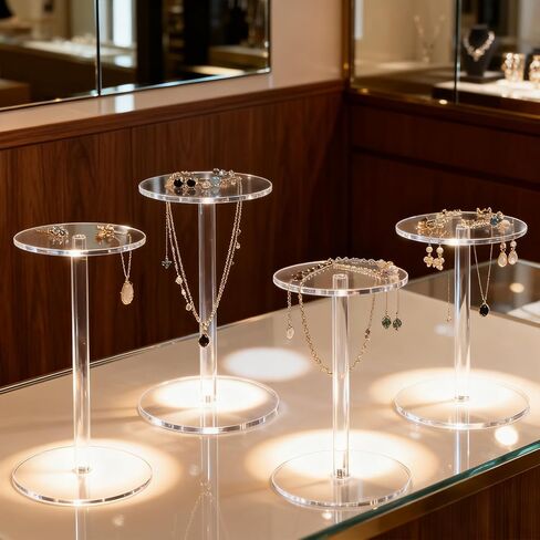 4 عبوات من حوامل عرض الأكريليك المستديرة، 5.5-5.9-6.5-7 بوصة رافعات عرض أكريليك شفافة صغيرة، مجموعة قاعدة بلاستيكية شفافة لعرض مجوهرات الأحجار الكريمة، ديكور طاولة حفلات الكب كيك in Kuwait