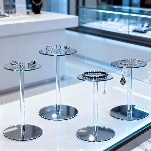 4 عبوات من حوامل عرض الأكريليك المستديرة، 5.5-5.9-6.5-7 بوصة رافعات عرض أكريليك شفافة صغيرة، مجموعة قاعدة بلاستيكية شفافة لعرض مجوهرات الأحجار الكريمة، ديكور طاولة حفلات الكب كيك in Kuwait