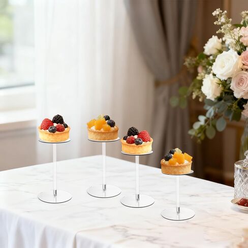 4 عبوات من حوامل عرض الأكريليك المستديرة، 5.5-5.9-6.5-7 بوصة رافعات عرض أكريليك شفافة صغيرة، مجموعة قاعدة بلاستيكية شفافة لعرض مجوهرات الأحجار الكريمة، ديكور طاولة حفلات الكب كيك in Kuwait