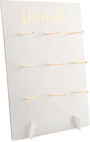 Donut Wall Display Stand, Wooden Donut Peg Board Holds 9 Donuts, Reusable Donut' Holder Board Rustic Wood Doughnut Food Buffet Display for Party Decorations(COLOR:white) in Kuwait