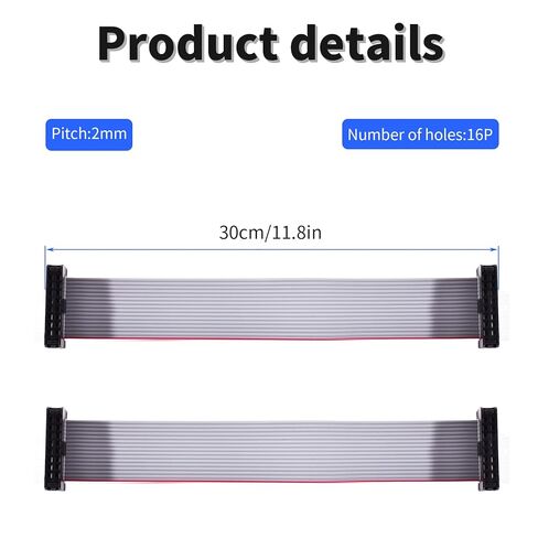 5 Pcs IDC 16 Pin Connector Flat Ribbon Cable,Length 30cm 2mm Pitch,Female to Female Wires IDC Ribbon Cable in Saudi Arabia