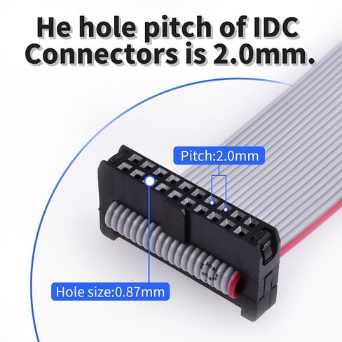 5 Pcs IDC 16 Pin Connector Flat Ribbon Cable,Length 30cm 2mm Pitch,Female to Female Wires IDC Ribbon Cable in Saudi Arabia