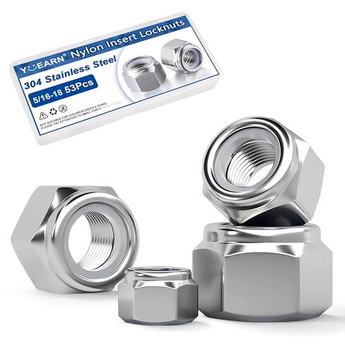 105PCS 10-24 Lock Nuts, Nylon Insert Locknuts 304 Stainless Steel (A2-70) Self-Locking Hex Nuts, Coarse Thread Hex Nylock Nut in Saudi Arabia