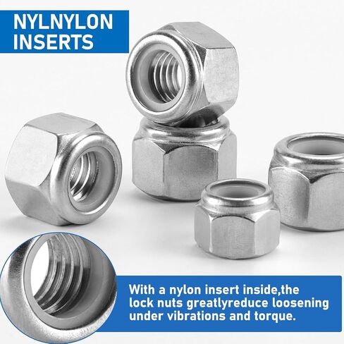 45 Pack 3/8"-16 Lock Nuts, 304 (A2-70) Stainless Steel Nylon Insert Locknuts,Standard Inch Thread Nylock Nuts in Kuwait